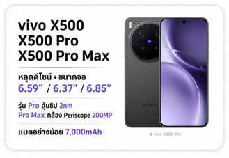 vivo X500 Series หลุดสเปกใหม่ รุ่น Pro ลุ้นชิป 2nm กล้อง Periscope สูงสุด 200MP แบต 7,000mAh